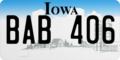 IA license plate BAB406