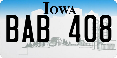 IA license plate BAB408