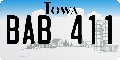 IA license plate BAB411