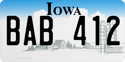 IA license plate BAB412