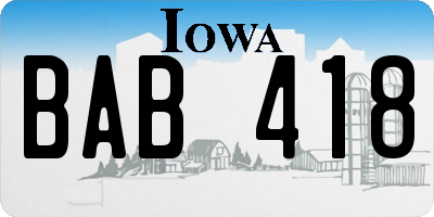 IA license plate BAB418