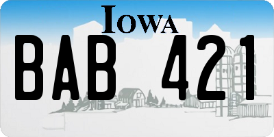 IA license plate BAB421