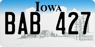 IA license plate BAB427