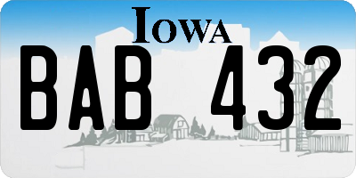 IA license plate BAB432