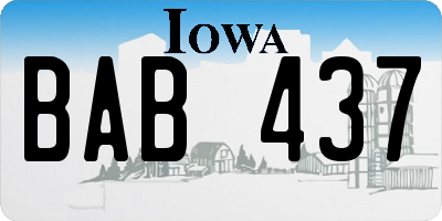 IA license plate BAB437