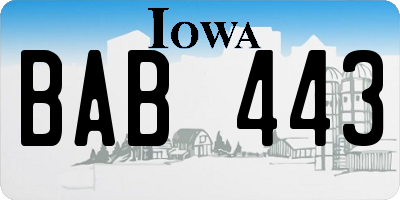 IA license plate BAB443