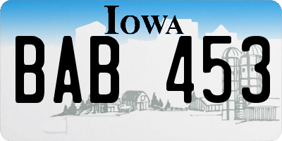 IA license plate BAB453