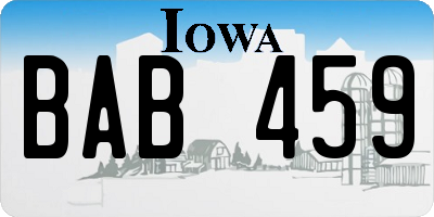 IA license plate BAB459