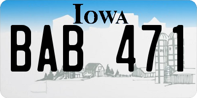 IA license plate BAB471