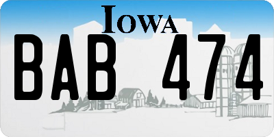 IA license plate BAB474