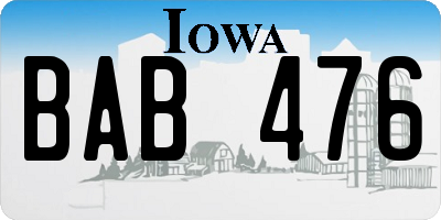IA license plate BAB476