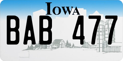 IA license plate BAB477