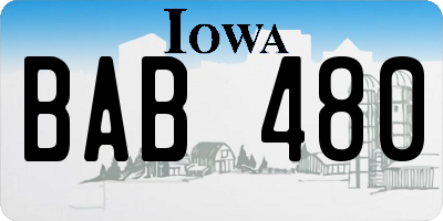 IA license plate BAB480