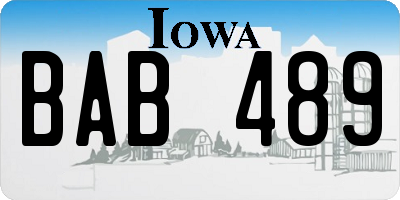 IA license plate BAB489