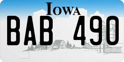 IA license plate BAB490