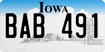 IA license plate BAB491