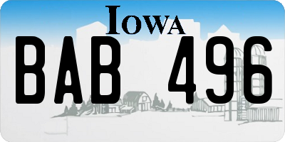 IA license plate BAB496