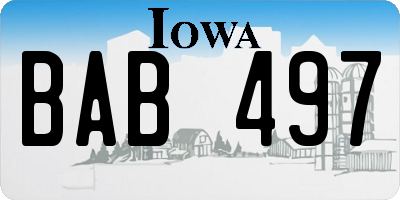 IA license plate BAB497