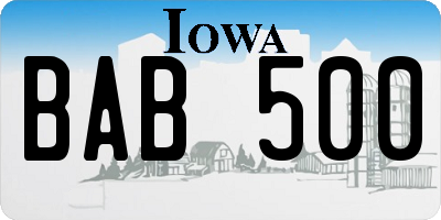 IA license plate BAB500