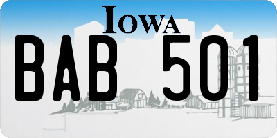 IA license plate BAB501
