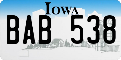 IA license plate BAB538