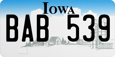 IA license plate BAB539