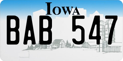 IA license plate BAB547