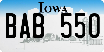 IA license plate BAB550