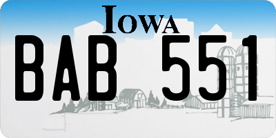 IA license plate BAB551