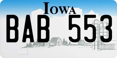 IA license plate BAB553