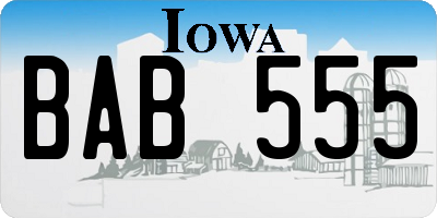 IA license plate BAB555