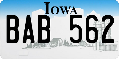 IA license plate BAB562