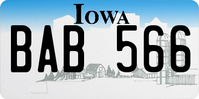 IA license plate BAB566