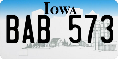 IA license plate BAB573