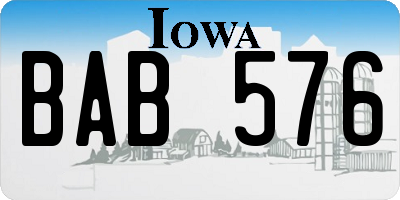 IA license plate BAB576