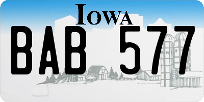 IA license plate BAB577