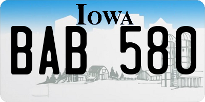 IA license plate BAB580