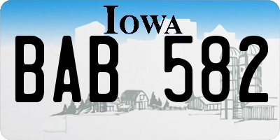 IA license plate BAB582