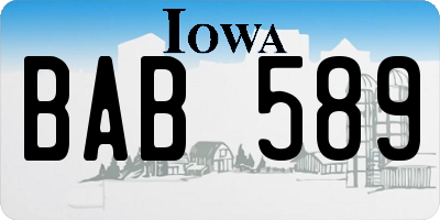 IA license plate BAB589