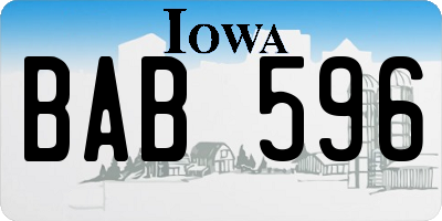 IA license plate BAB596