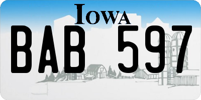 IA license plate BAB597