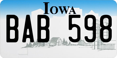 IA license plate BAB598