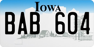 IA license plate BAB604