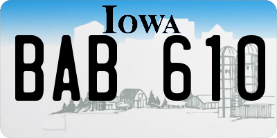 IA license plate BAB610