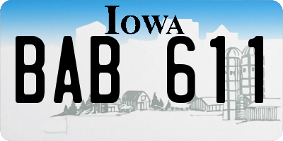 IA license plate BAB611
