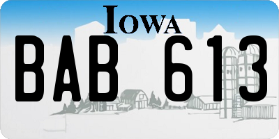 IA license plate BAB613