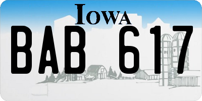 IA license plate BAB617