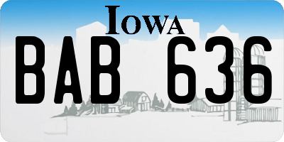 IA license plate BAB636