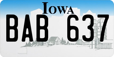 IA license plate BAB637