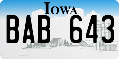 IA license plate BAB643
